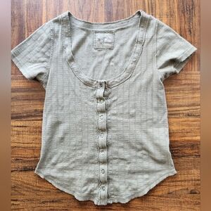 Aerie Short Sleeve Button-Up Top - Size Medium